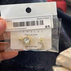 Unique moon and star pair earrings